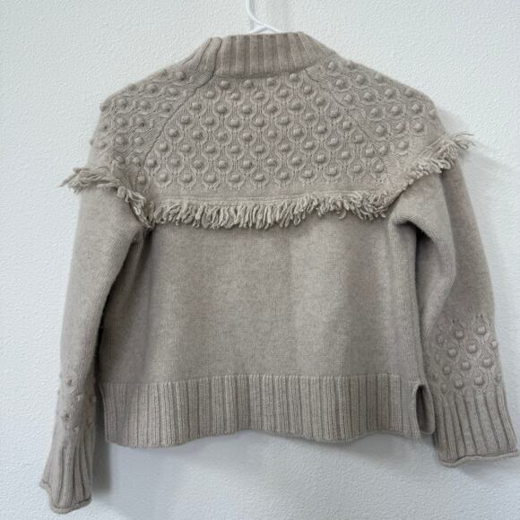 ALASHAN Merino Wool Fringe Sweater Beige Bobble Knit Boho Cottagecore M SoftGirl - Picture 6 of 6